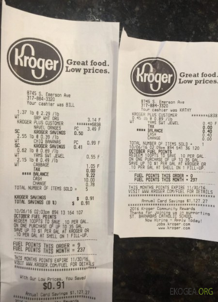 Chèque de paiement de la société Kroger